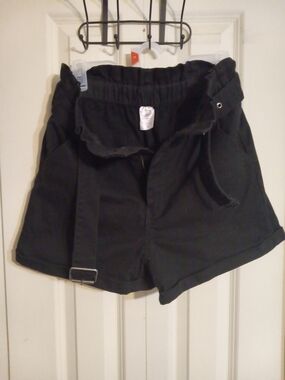 No Boundaries Black High-Waist Paperbag Shorts with Belt